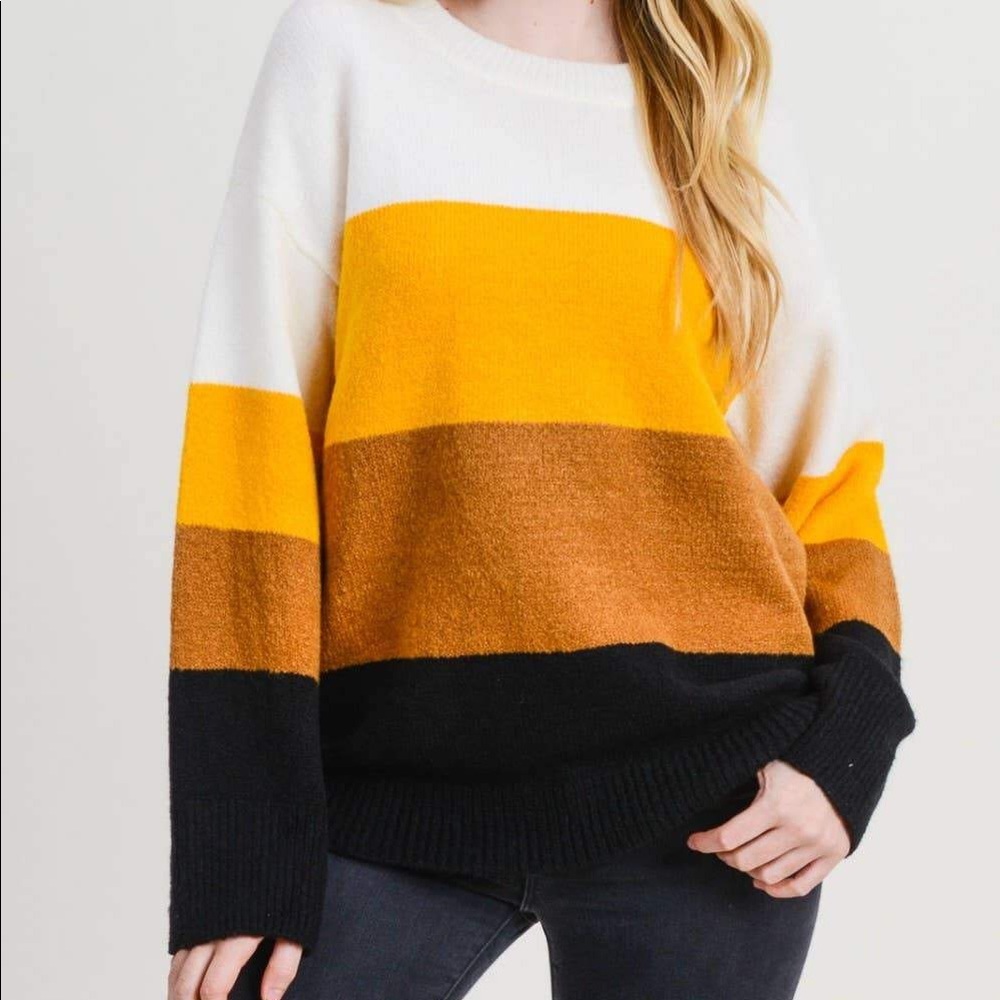 Mustard Color Blocked Sweater NWT